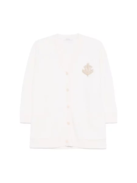 Dzianinowy sweter z dekoltem w serek Max Mara biały