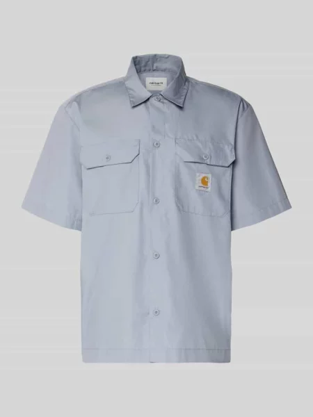Koszula casualowa o kroju relaxed fit z kołnierzykiem typu kent i detalem z logo Carhartt Work In Progress beżowa