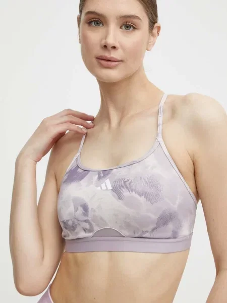 Спортен сутиен adidas Performance розово с десен виолетово