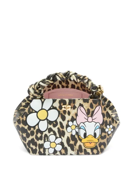 Geantă Ganni cu imagine cu model leopard maro