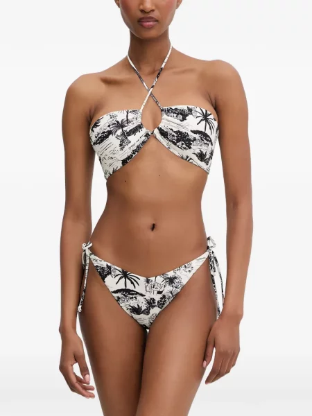 Bikini Karl Lagerfeld cu imagine cu gât halter alb