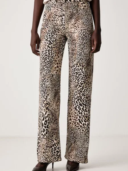 Guess blugi wide leg pentru femei bej