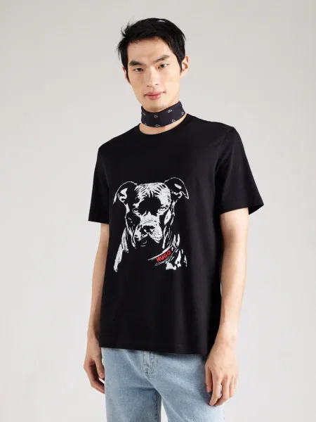 HUGO Tricou Dubrox roșu alb negru
