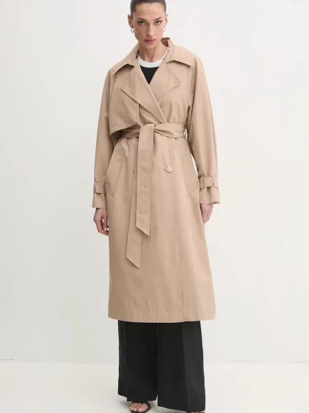 Шлифер Liu Jo дамски преходен модел с уголемена кройка бежово