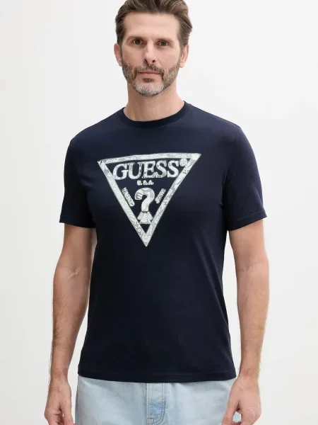 Тениска Guess с принт тъмносиньо