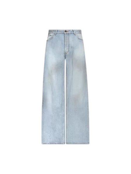Jeansy Balenciaga z logo niebieskie