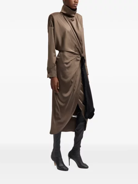 Rochie midi 16arlington de mătase maro