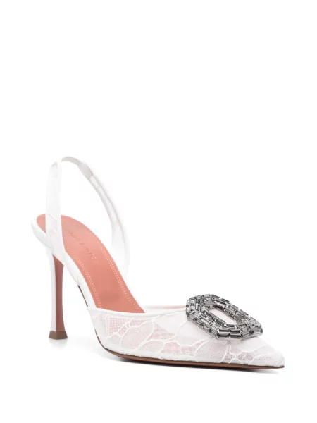 Pantofi cu toc Amina Muaddi slingback alb