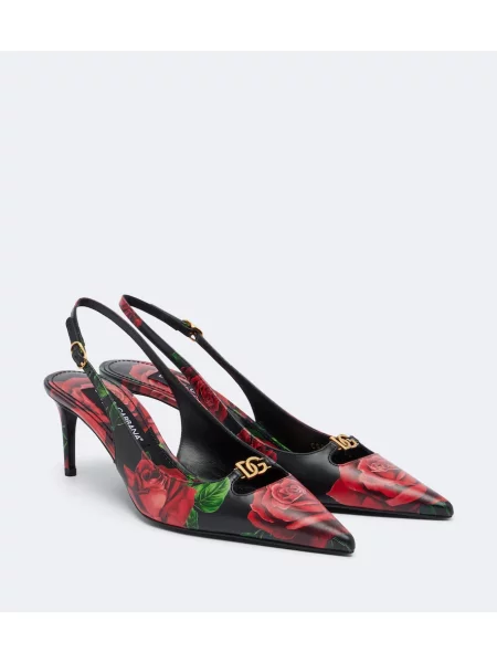 Pantofi cu toc Dolce&gabbana din piele cu model floral slingback