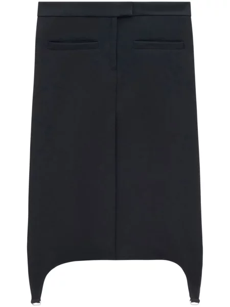 Fustă midi Courreges până la genunchi din țesătură twill negru