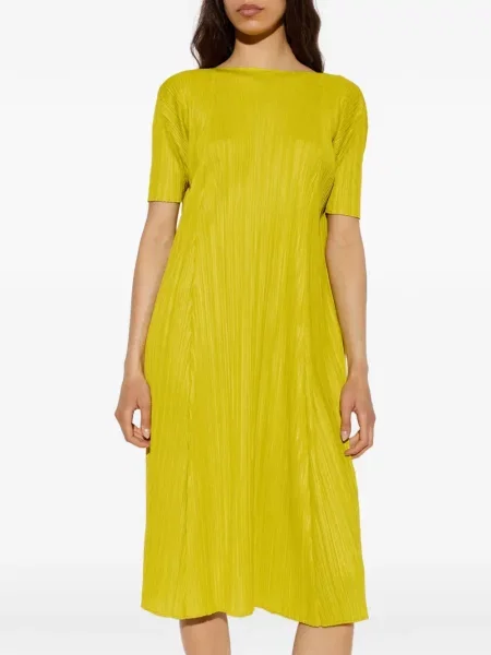 Scurt rochie midi Pleats Please Issey Miyake galben