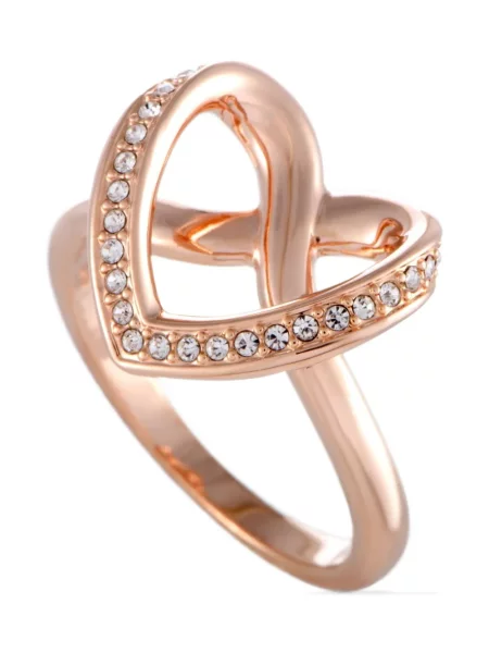 Inel Swarovski cu motiv cu inimi roz