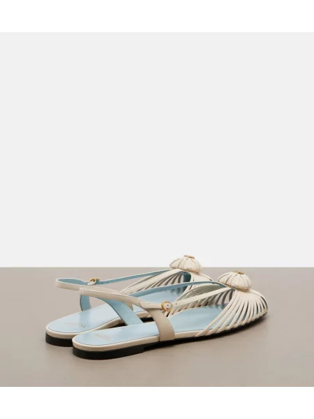 Balerini Valentino Garavani din piele slingback alb