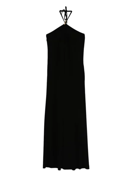 Rochie maxi Moschino cu gât halter de costum negru