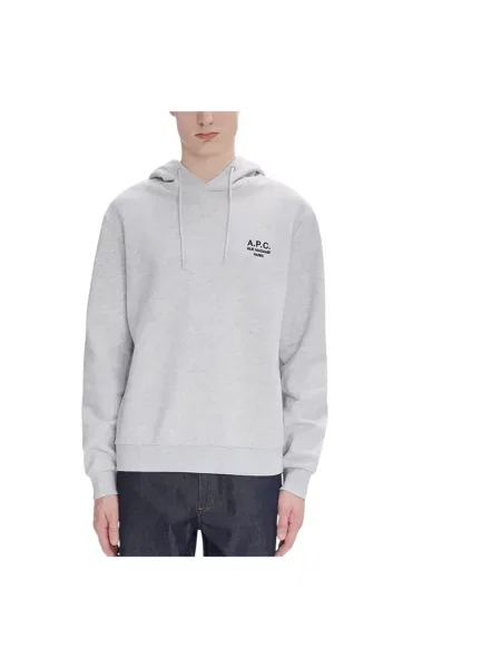 Bluza z kapturem A.p.c. z kapturem z logo szara