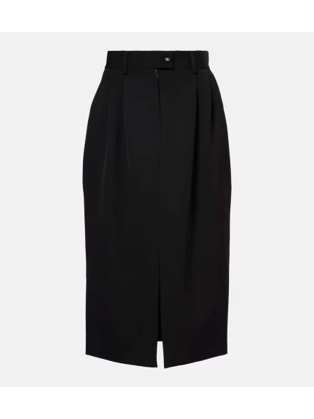 Fustă midi Dolce&gabbana de lână până la genunchi negru