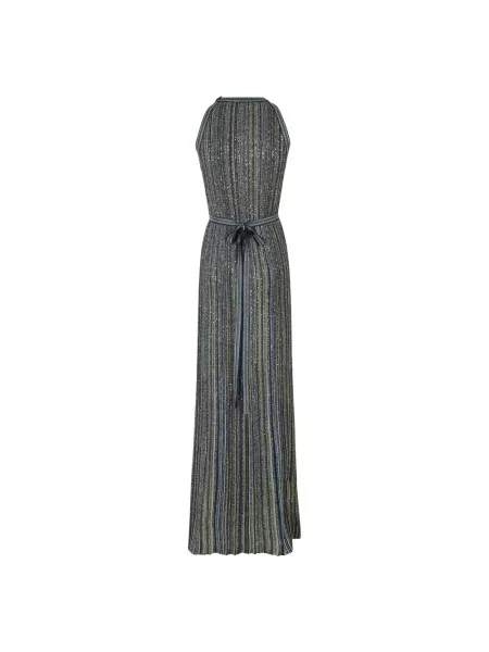 Dzianinowa sukienka maxi Missoni z cekinami w paski