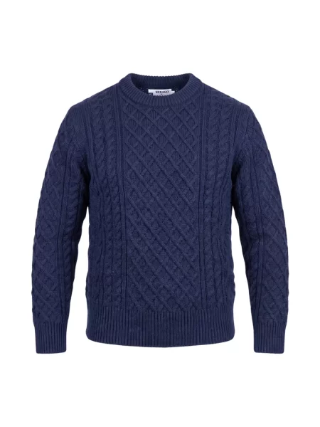 Sweter Sebago wełniany z okrągłym dekoltem niebieski