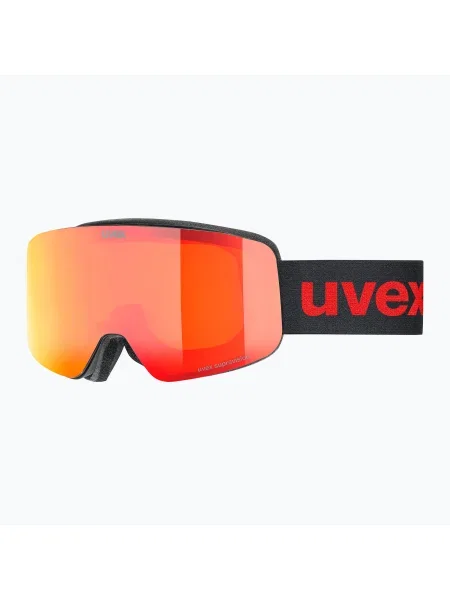 Detské lyžiarske okuliare UVEX Pwdr FM black matt/mirror red orange clear čierna