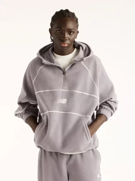 Спортивна кофта New Balance Trackside Polar Fleece фліс сірий