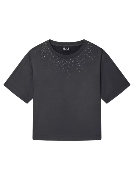 Кристал подрязан тениска Ea7 Emporio Armani сиво