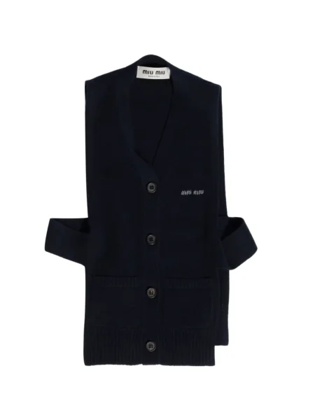 Kamizelka Miu Miu z dekoltem w serek niebieska