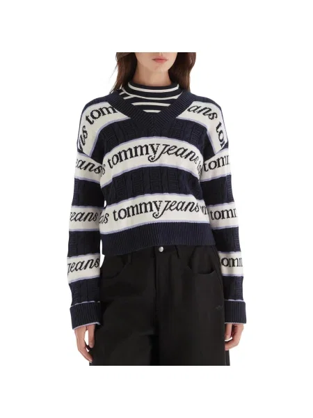 Tommy Jeans Sveter Tmavomodrá čierna