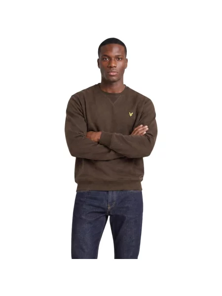Mikina bez kapucne Lyle & Scott s okrúhlym výstrihom hnedá