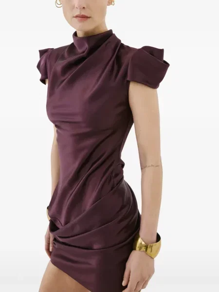 Rochie mini De La Vali din satin drapată violet