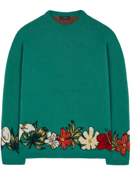 Pulover Alanui din cașmir cu model floral verde