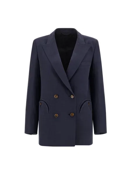 Lniany płaszcz Blazé Milano niebieski