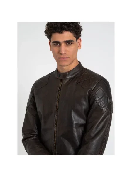 Woskowana kurtka skórzana Belstaff brązowa