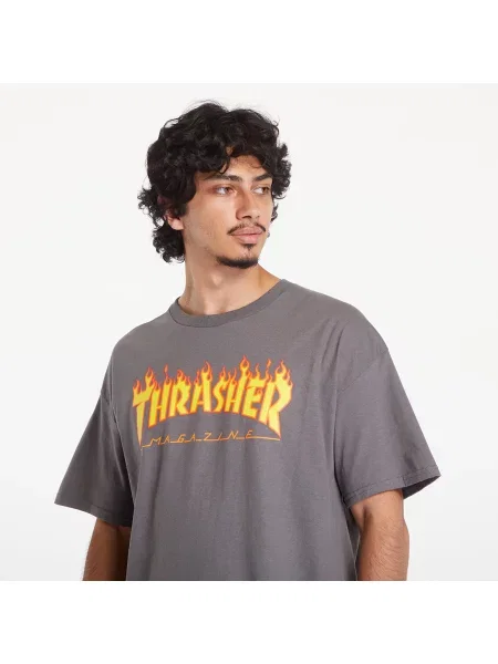 T-shirt Thrasher Flame Logo T-Shirt Charcoal Gray L szara