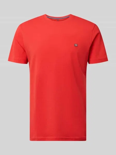 T-shirt z bawełny z okrągłym dekoltem Christian Berg Men czerwona