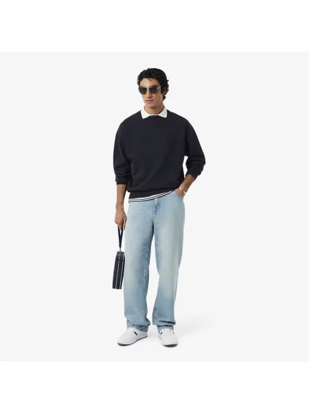 Lacoste Haftowana Bluza Polarowa czarny