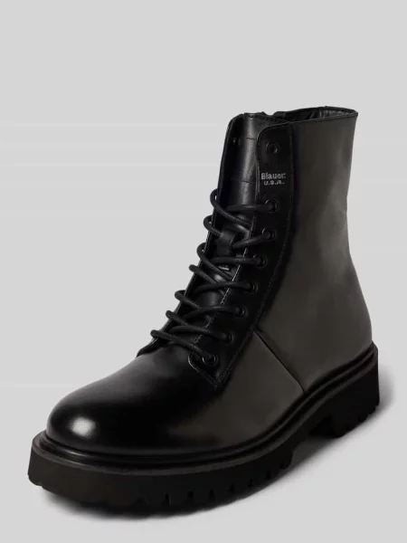 Kozaki sznurowane z detalami z logo model ‘BUXTON’ Blauer czarne