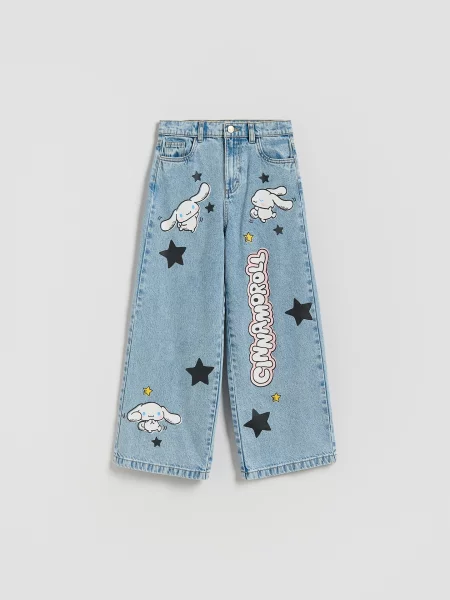 Reserved Super wide leg džíny Cinnamoroll modrá