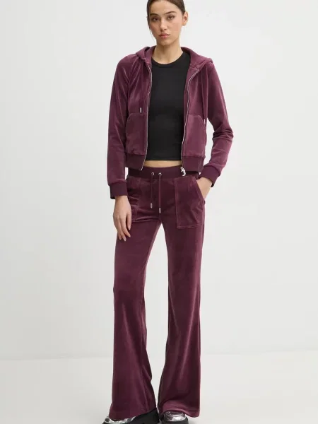 Juicy Couture bluza z kapturem gładka bordowy