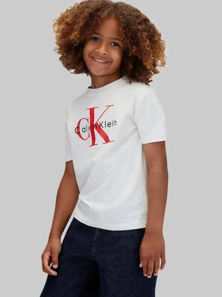 Calvin Klein Jeans majica za djecu od pamuka bež