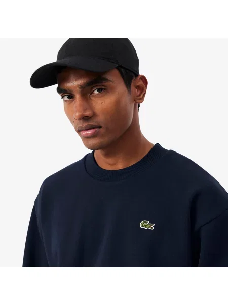 Lacoste Bluza Z Bawełnianej Dresówki granatowa