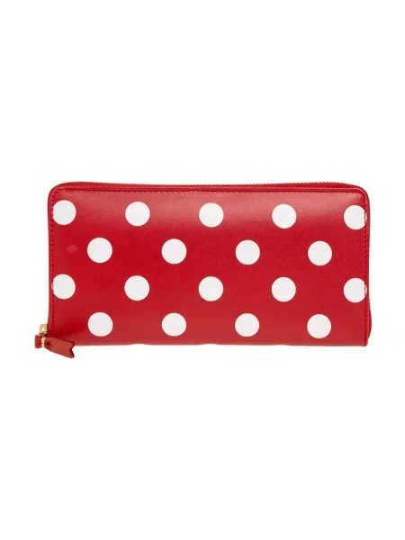 Portfel Comme Des Garcons skórzany w grochy z nadrukiem czerwony