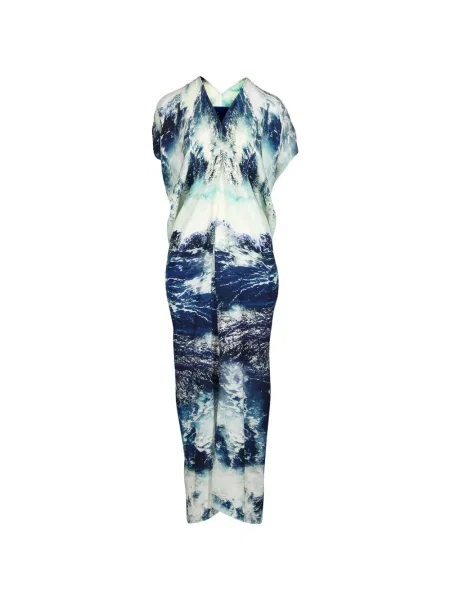 Rochie maxi Zero + Maria Cornejo cu imagine cu decolteu în V albastru