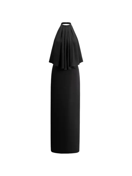 Rochie maxi The Arkow drapată cu gât halter negru