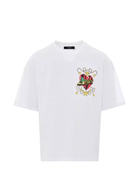 Tricou Amiri cu imagine cu motiv cu inimi alb