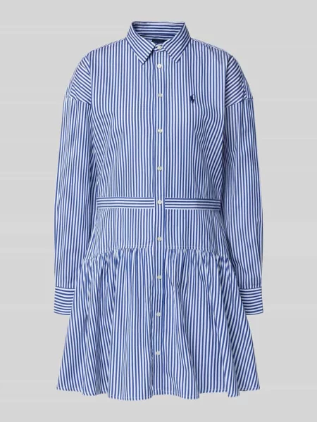 Sukienka koszulowa o długości mini z wyhaftowanym logo Polo Ralph Lauren błękitna