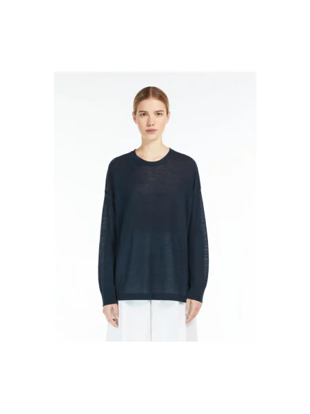 Lniany sweter Max Mara niebieski