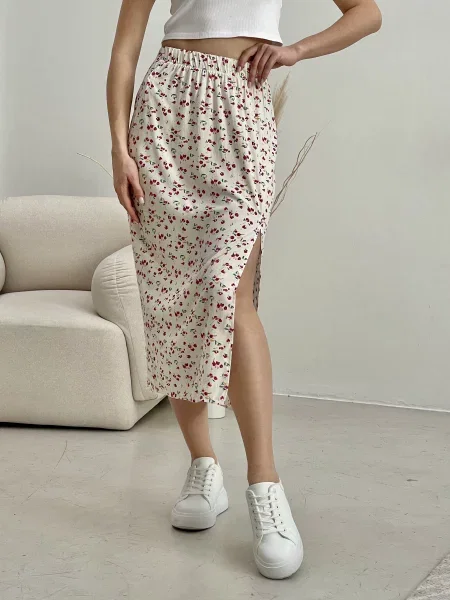 Silvio Merlini Спідниця міді Бавовна/акрил білий