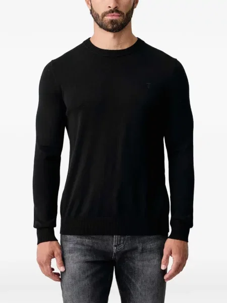 Pulover Trussardi cu broderie cu decolteu rotund negru
