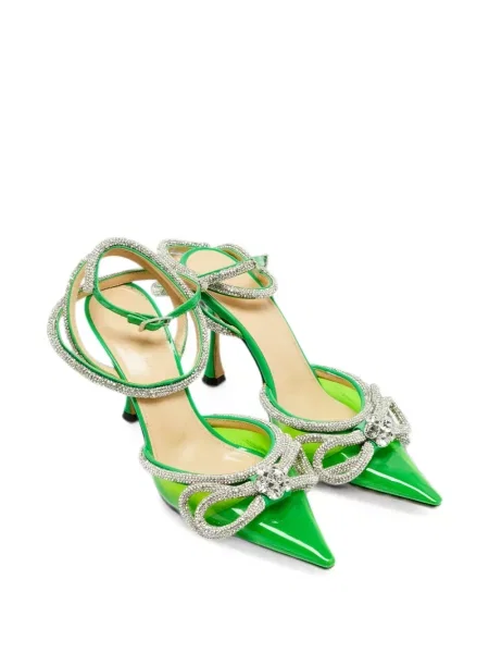 Pantofi cu toc Mach & Mach cu funde verde