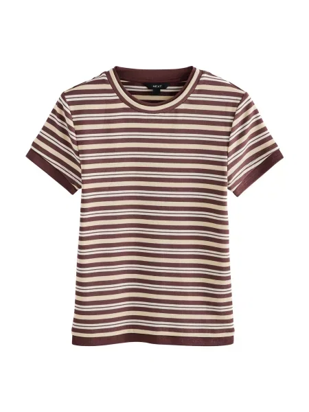 Next Tricou / maro / roșu vin bej